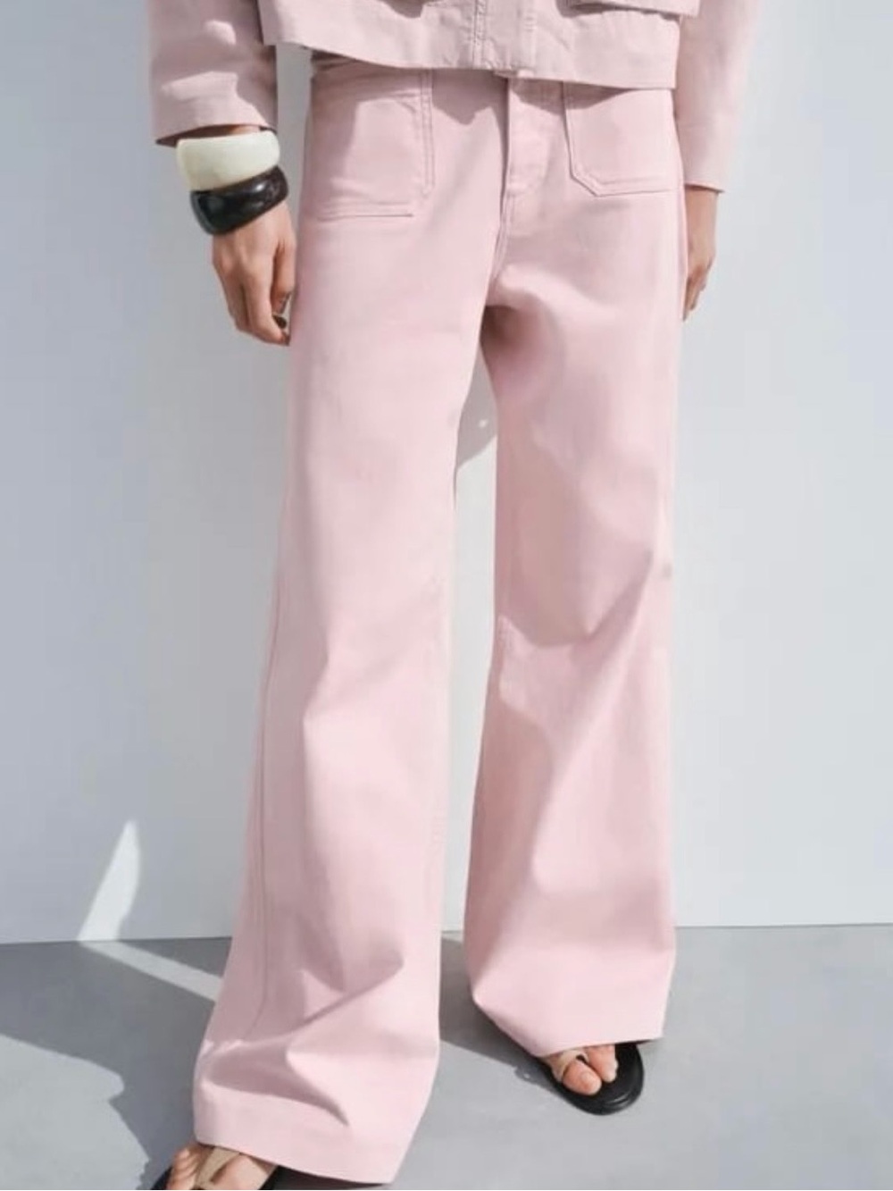 Zara Full length Straight leg High waist jeans ZW COLLECTION - Pink
